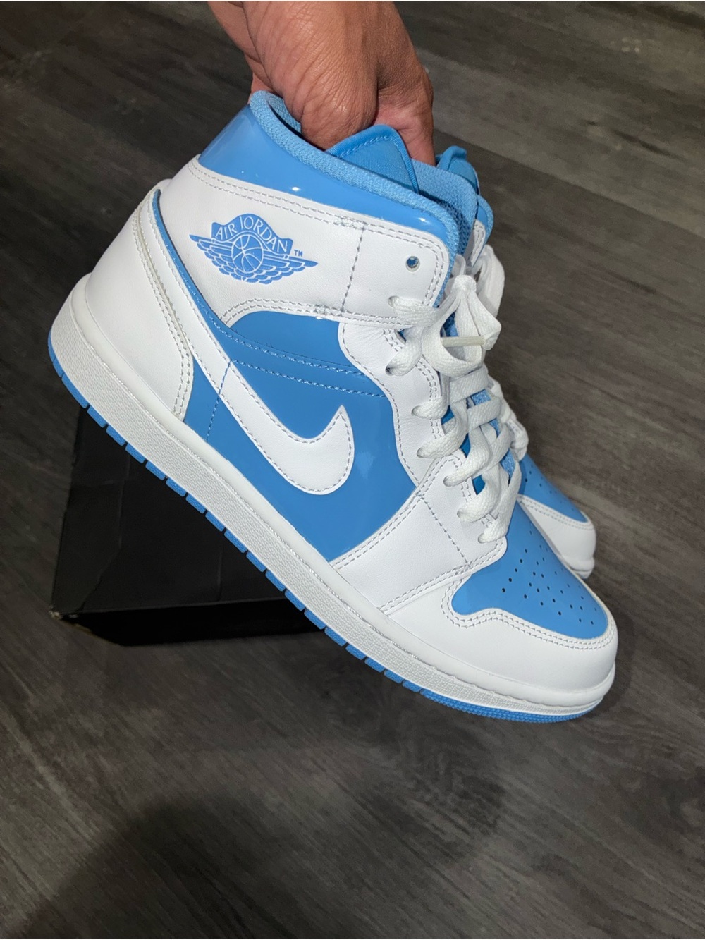 Jordan 1 Mid in White & Light Blue